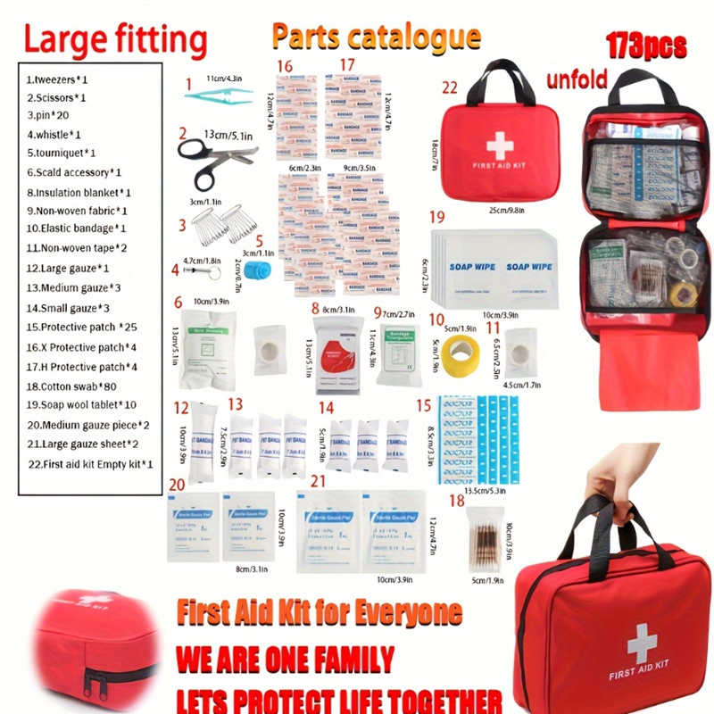 Bivy Bag Emergency - 173-delige EHBO-kit Volledige set tas Noodoverleving