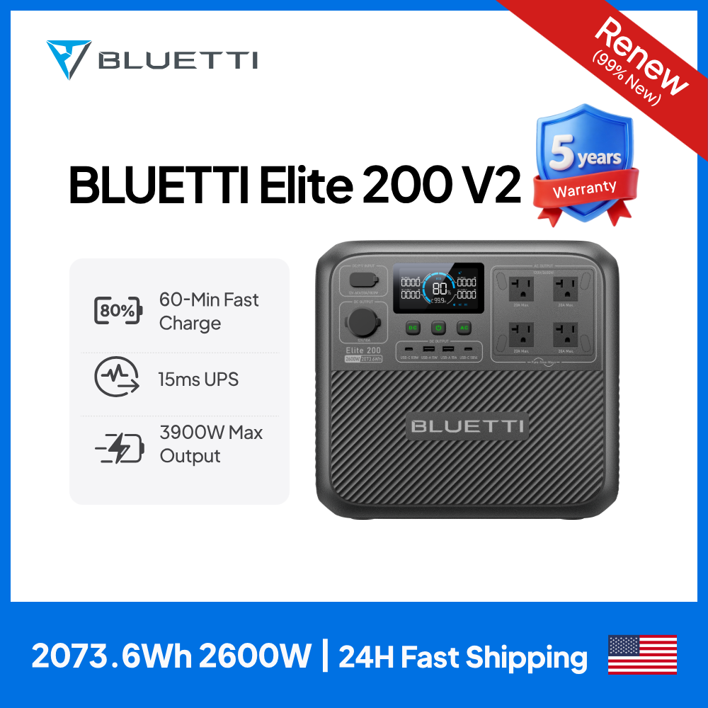 Solar Emergency Charger - 【Renew】BLUETTI Elite 200 V2 draagbare krachtcentrale