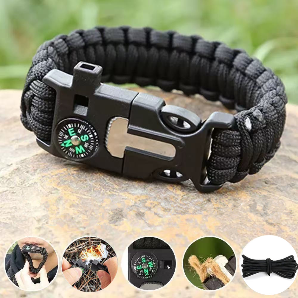Fire Starting Kit - Vijf in één kompasarmband met vuursteen
