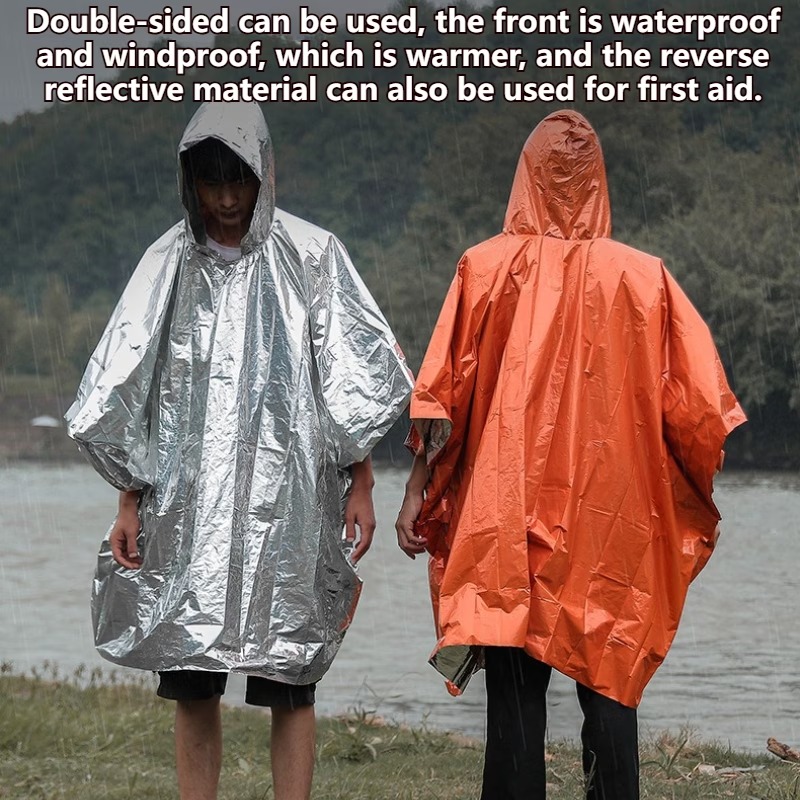 Emergency Poncho Rain - 1-10PCS noodregenponcho thermische foliedeken voor overleving