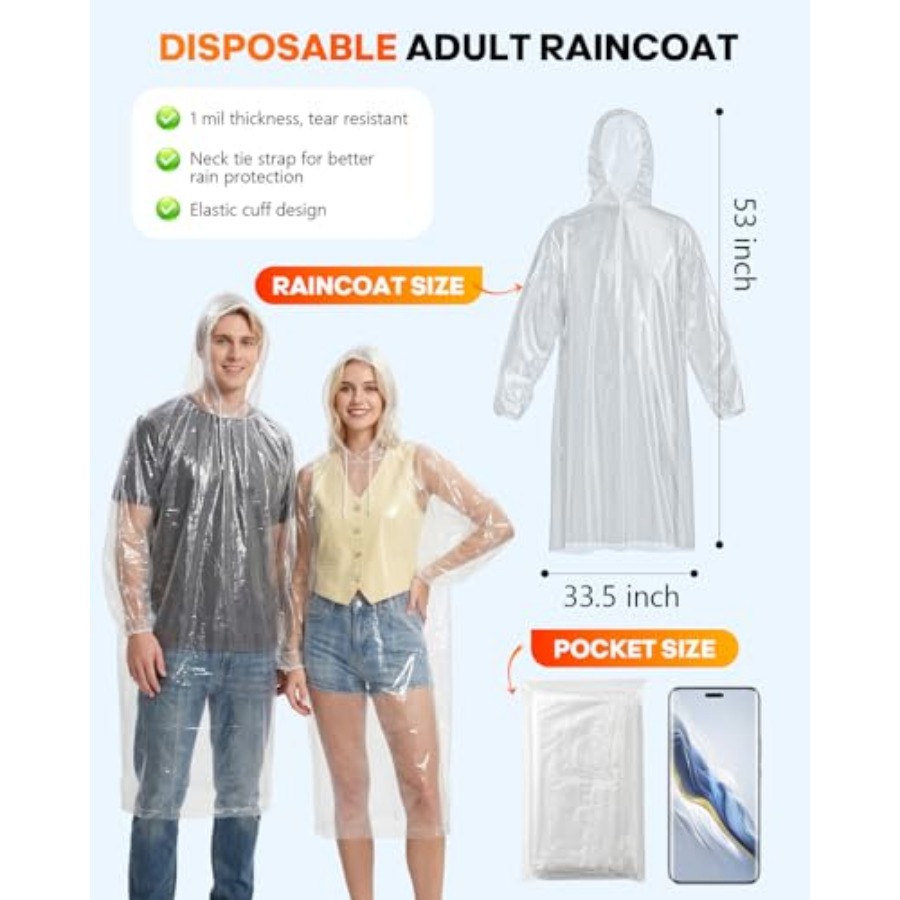 Wegwerp regenponcho's, 6-pack/ - Emergency Poncho Rain recensie en prijs